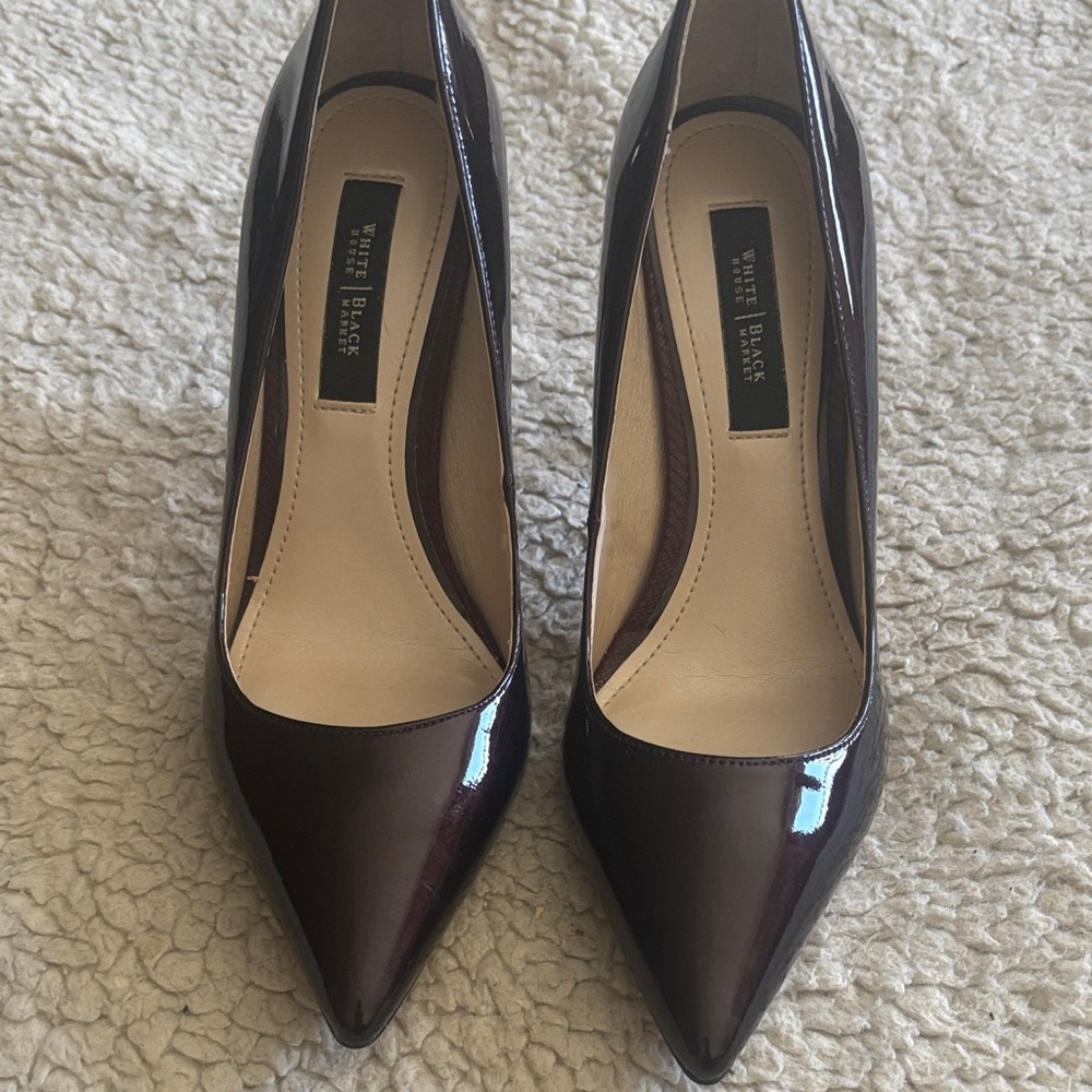 White House Black Market Burgundy Patent Heels
